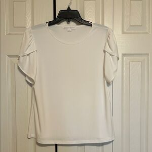Preston & York White Blouse with Tulip Sleeves - Size Large